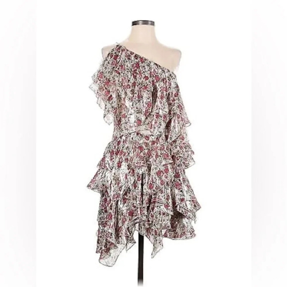 Saint Laurent mini floral one shoulder silk dress size 4 women’s - Picture 1 of 6